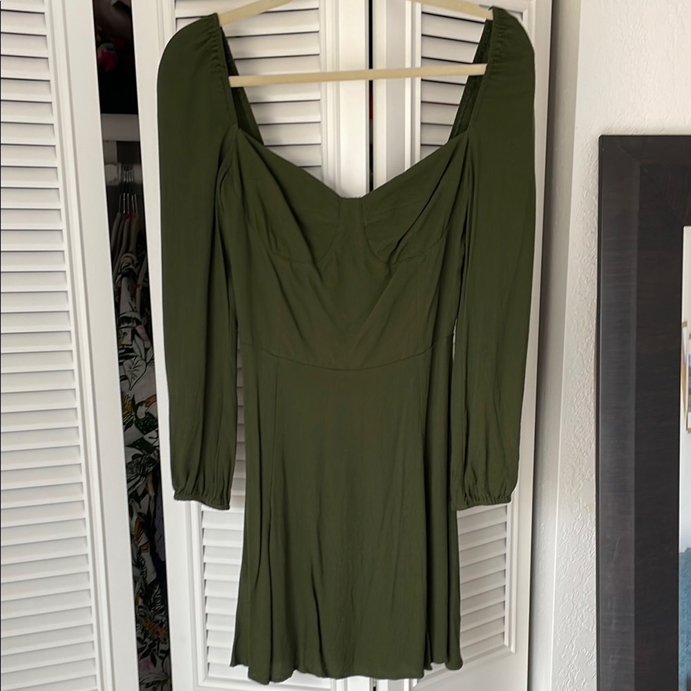 Elegant Olive Green Dress